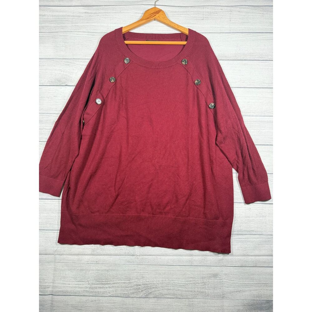 BloomChic Womens 4X Size 26 Burgundy Button Detail Tunic Sweater 4258